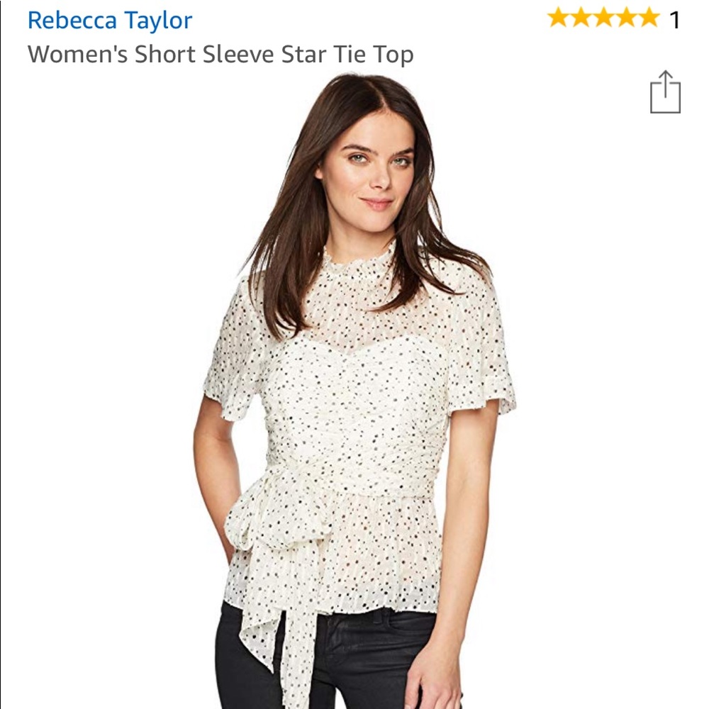 Rebecca Taylor Short Sleeve Star Tie Top